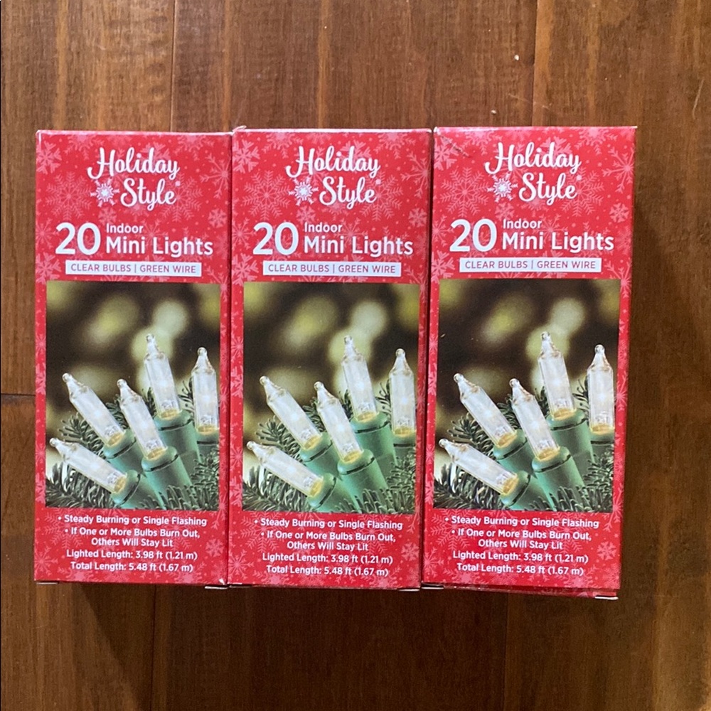 NIB LOT OF 3 String Mini Lights with Green Wire by Holiday Style